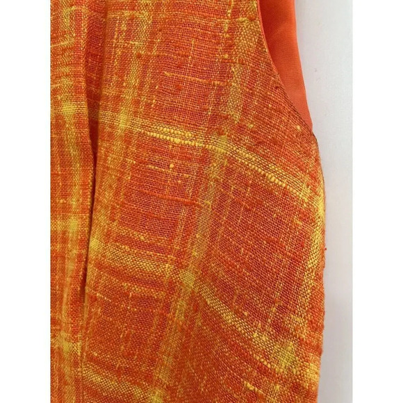Vintage Stacy Ames Tweed Windowpane Sheath Dress Burnt Orange size 14 - Picture 16 of 16